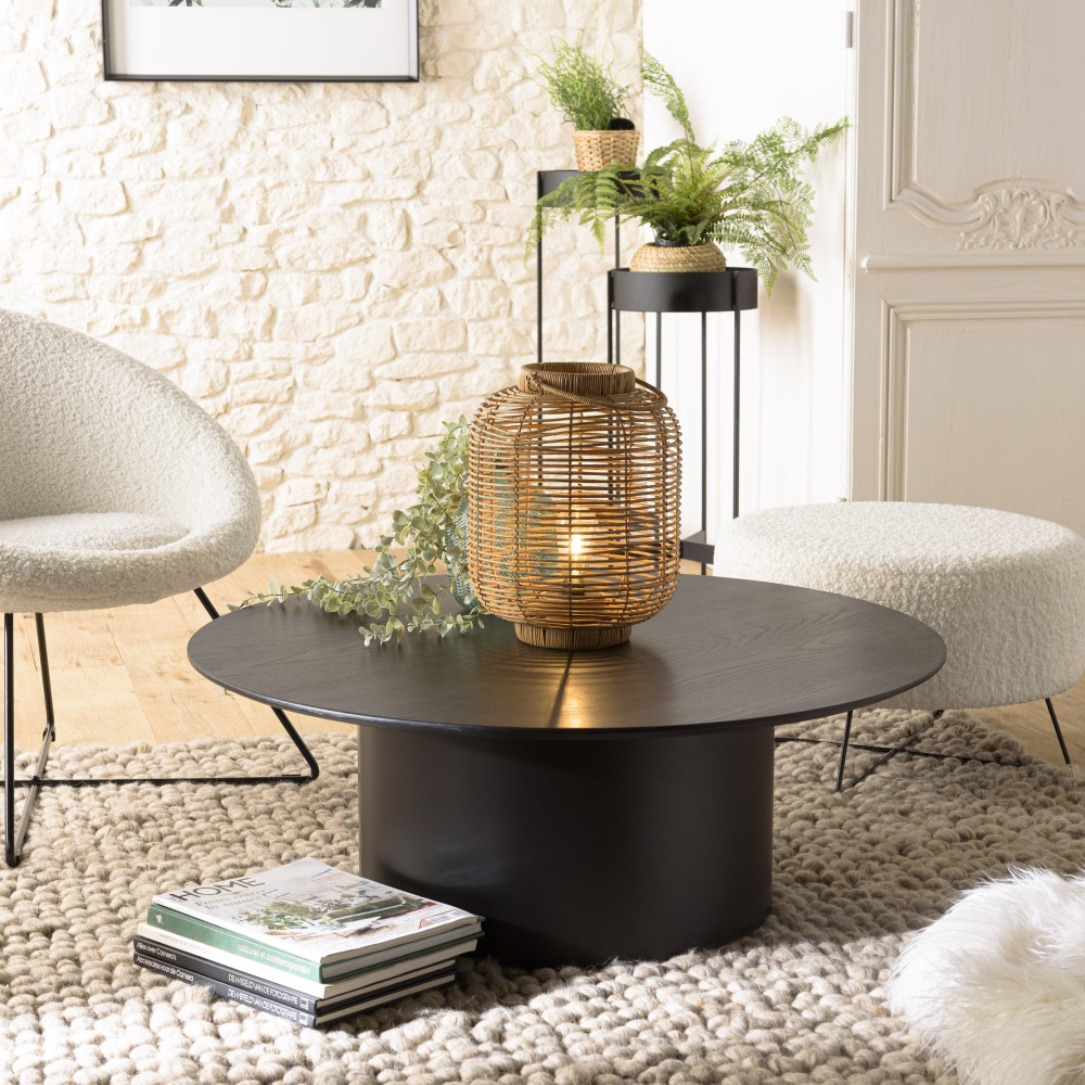 Table basse ronde noire DALY 90x90cm métal Table basse ronde noire DALY 90x90cm métal