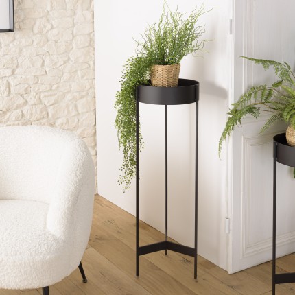 DALY Round Plant Stand - Black Metal Base - Elegant Plant Holder