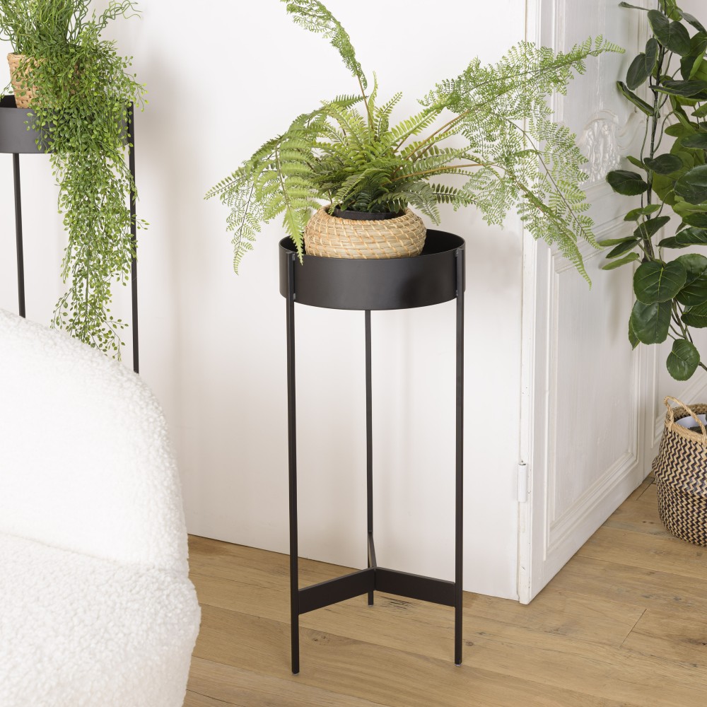 DALY Round Plant Stand - Black Metal Base | Minimalist Decor DALY Round Plant Stand - Black Metal Base | Minimalist Decor