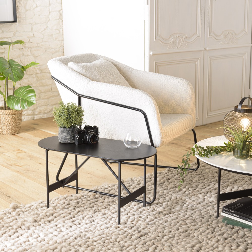Table basse ovale noire DALY 70x35cm Table basse ovale noire DALY 70x35cm