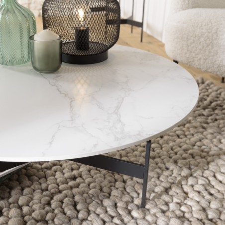 Table basse ronde DALY 78x78cm effet marbre