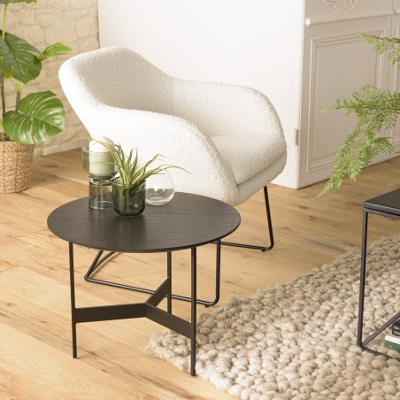 Table basse ronde noire DALY 50x50cm