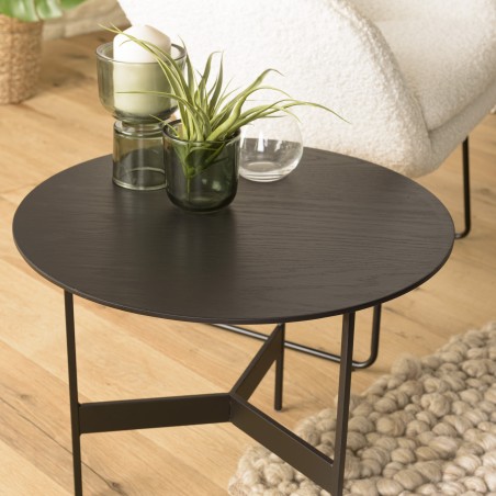 Table basse ronde noire DALY 50x50cm