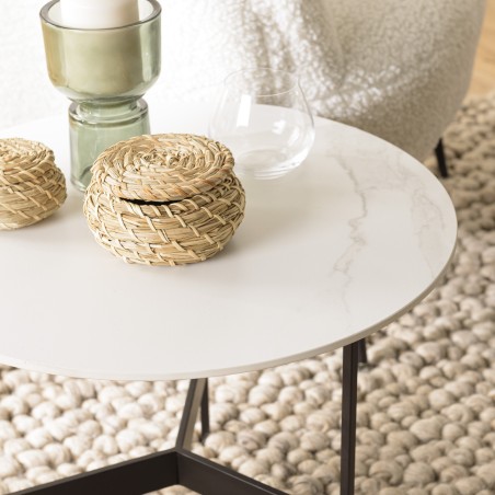 Table basse ronde DALY 50x50cm effet marbre