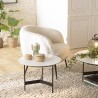 DALY Round Coffee Table 50x50cm - Marble-Effect Top & Metal Base