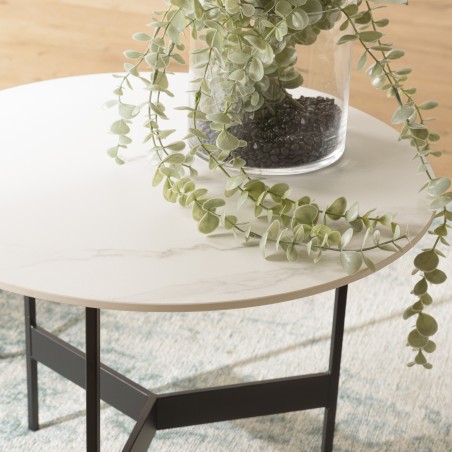 Table basse ronde DALY 50x50cm effet marbre