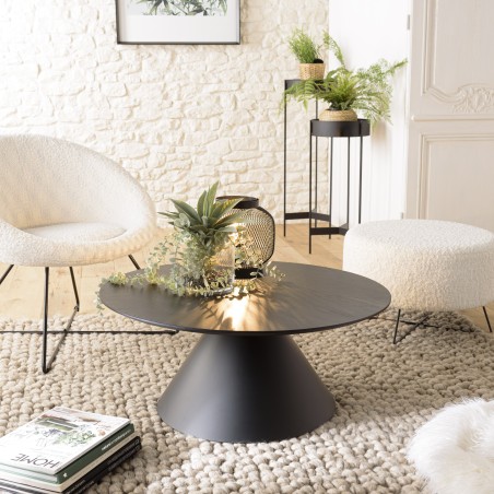 Table basse ronde noire DALY 78x78cm