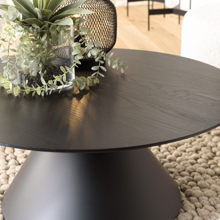 DALY Black Round Coffee Table 78x78cm - Tapered Metal Legs
