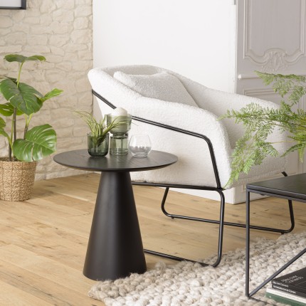DALY Black Round Side Table 50x50cm - Modern Metal Side Table