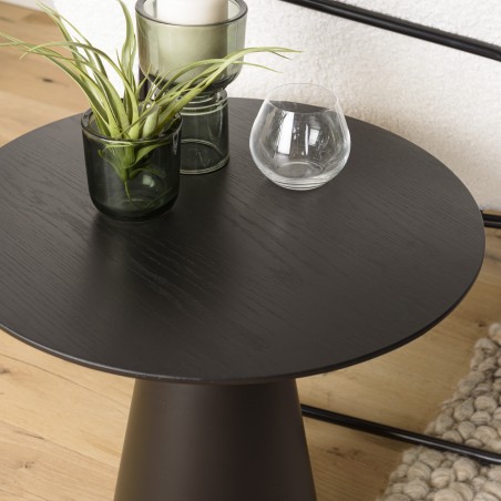 DALY Black Round Side Table 50x50cm - Modern Metal Side Table