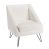 AGATHE Armchair - White Bouclé Fabric, Black Metal Legs