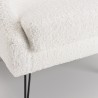 Fauteuil AGATHE - Tissu bouclette blanc et pieds épingles métal noir