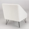 Fauteuil AGATHE - Tissu bouclette blanc et pieds épingles métal noir