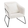 Fauteuil AGATHE - Tissu bouclette blanc et métal noir