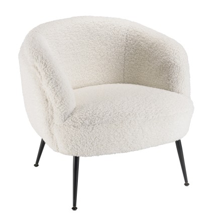 AGATHE - Cozy Armchair in White Bouclé Fabric
