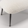 Agathe - Cozy Stool in White Bouclé Fabric with Black Metal Legs