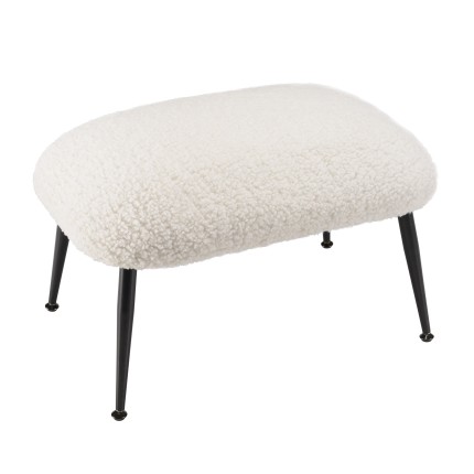 Tabouret AGATHE - Cosy en tissu bouclette blanc