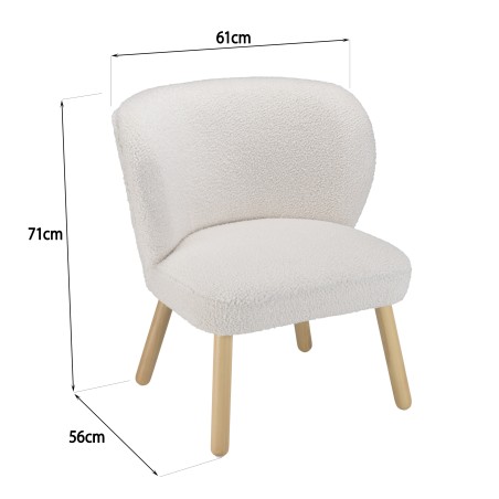 Fauteuil AGATHE en tissu bouclette blanc