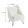 AGATHE Armchair - White Bouclé Fabric, Black Metal Legs