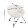 Fauteuil AGATHE - Tissu bouclette blanc - Pieds croisés métal noir