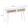 SMANDY - White Console Table with 2 Drawers and Natural Cane Detailing