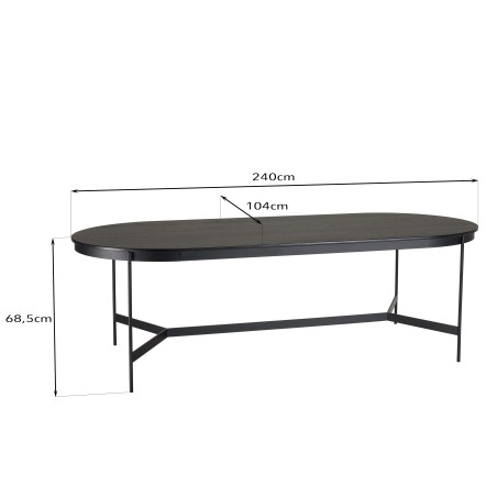 Table à manger ovale noire DALY 240x104cm