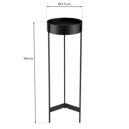 DALY Round Plant Stand - Black Metal Base - Elegant Plant Holder