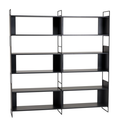 DALY Shelf Unit with 10 Compartments and 5 Levels - Black Metal Base