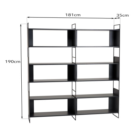 Étagère DALY 10 niches 5 niveaux noire en métal