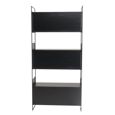 DALY Shelf Unit with 5 Compartments and 5 Levels - Black Metal Base