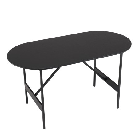 DALY Oval Coffee Table - Black Metal Base - 70x35cm