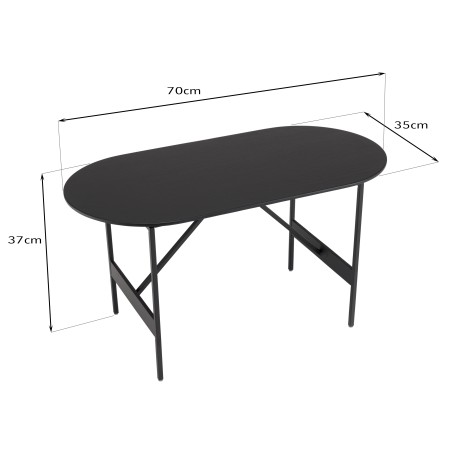 Table basse ovale noire DALY 70x35cm