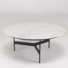 DALY Round Coffee Table 78x78cm - Marble-Effect Top & Metal Base