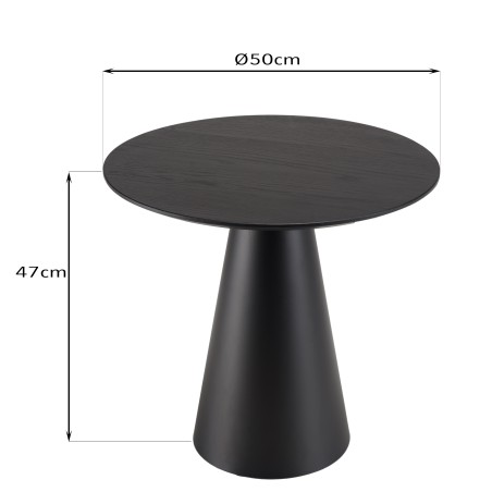 DALY Black Round Side Table 50x50cm - Modern Metal Side Table