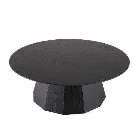 DALY Black Round Coffee Table 90x90cm - 100% Wood Functional Design