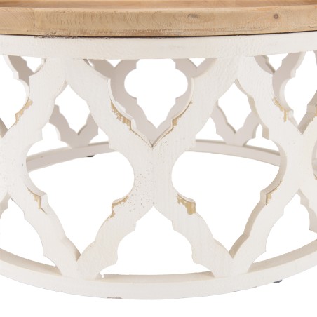 VICTOIRE Round Coffee Table 80x80cm Natural Top White Aged Base
