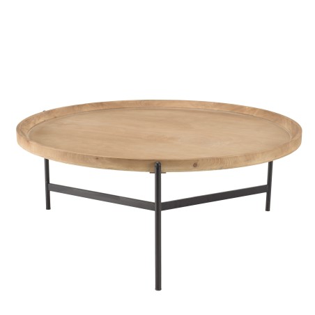 Table basse ronde VICTOIRE 100x100cm plateau naturel