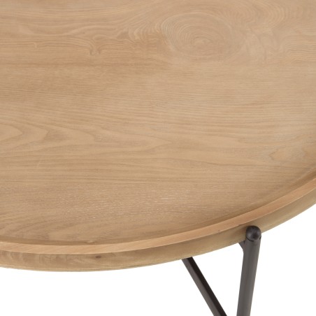 Table basse ronde VICTOIRE 100x100cm plateau naturel