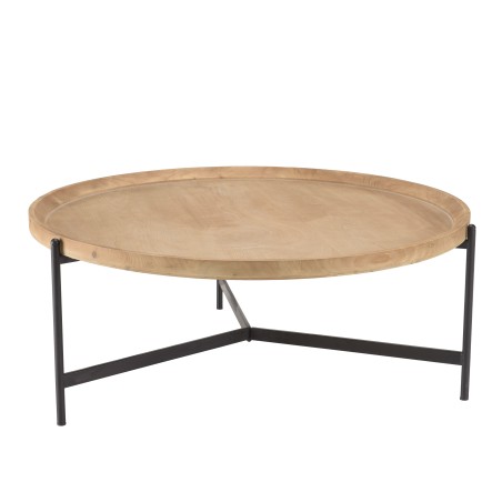 Table basse ronde VICTOIRE 100x100cm plateau naturel