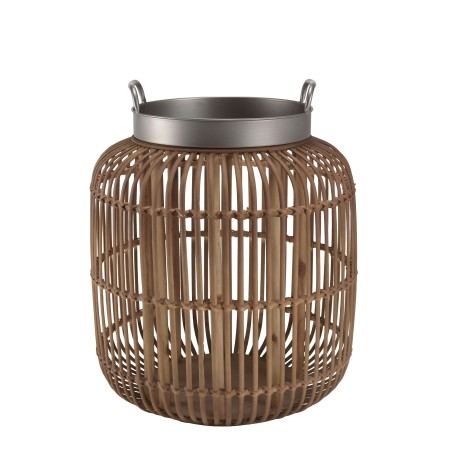 VICTOIRE Cylindrical Side Table with Handles - 51 x 51 cm - Black Metal Top