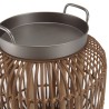 Table d’appoint VICTOIRE 51x51cm - Métal noir et rotin marron