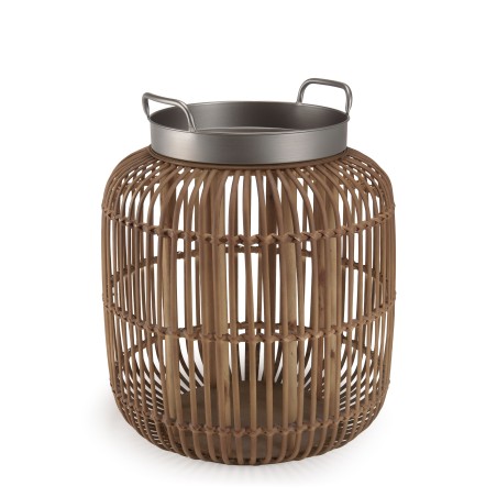 VICTOIRE Cylindrical Side Table with Handles - 51 x 51 cm - Black Metal Top
