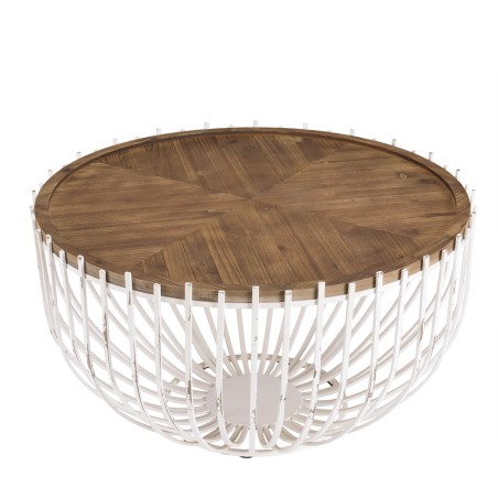 VICTOIRE Round Coffee Table 83x83cm - White Aged Metal Base