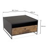DANDY - Black Coffee Table 80x80cm with Drawer | Industrial Style