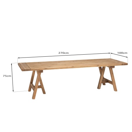 Table à manger rectangulaire en bois de pin recyclé SANDY