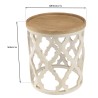 VICTOIRE Round Side Table 50x50cm - Natural Top, Aged White Base