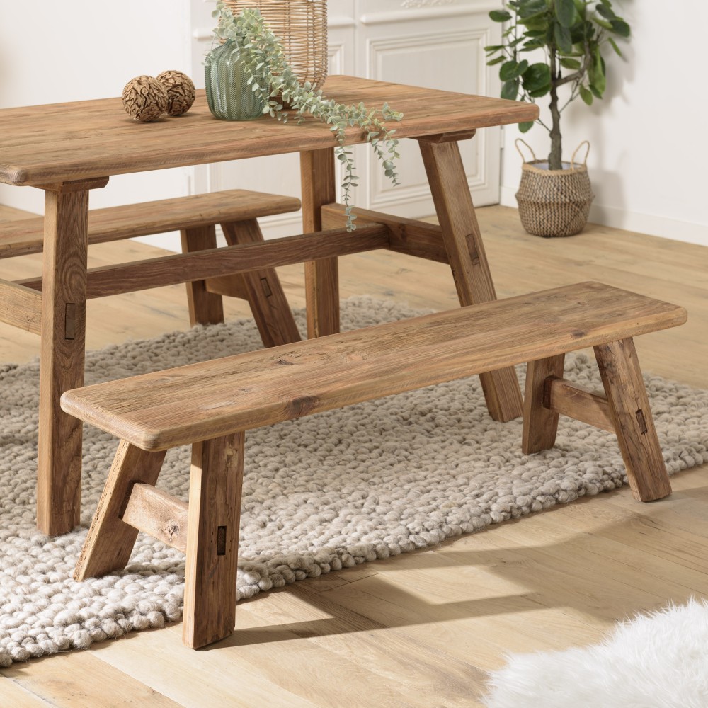 Banc Salle à Manger Rustique En Bois Massif - Style Vintage Naturel