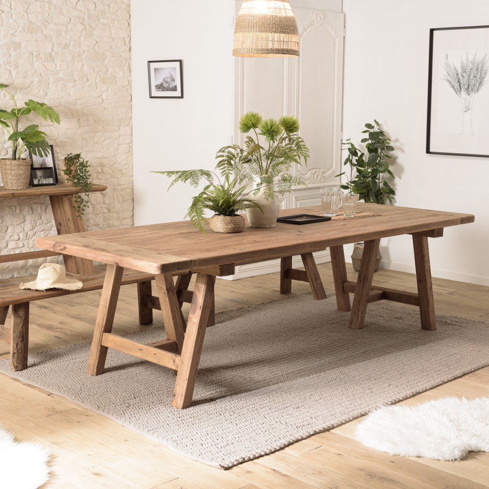 SANDY - Rectangular Dining Table 270x100cm Recycled Pine Wood SANDY - Rectangular Dining Table 270x100cm Recycled Pine Wood