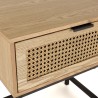 MARCEAU Bedside Table with 1 Drawer - Natural Cane and Black Metal Legs