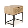 MARCEAU Bedside Table with 1 Drawer - Natural Cane and Black Metal Legs